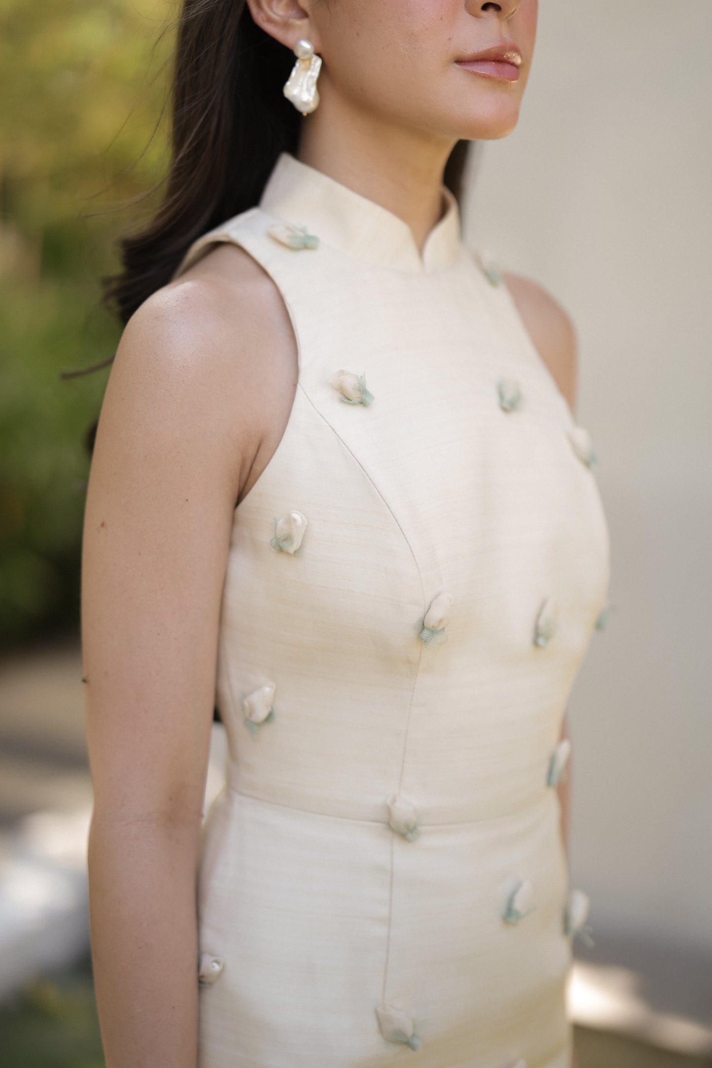 Sampaguita Cheongsam ( piña silk )